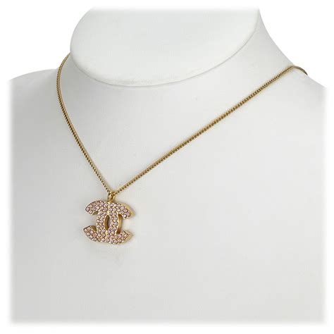 chanel cc rhinestone necklace|Chanel pendant necklace.